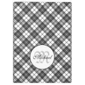 Porte-bloc Tartan motif Noël noir blanc Monogramme (Dos)