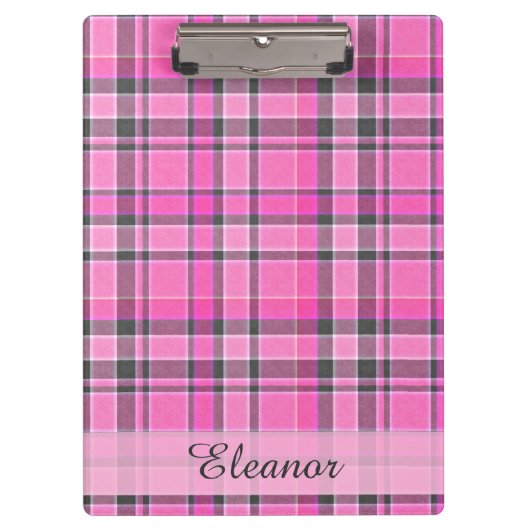 Porte-bloc Tartan rose gris (Devant)