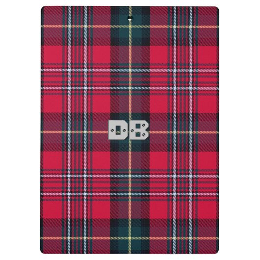 Porte-bloc Tartan rouge avec vos initiales (Dos)