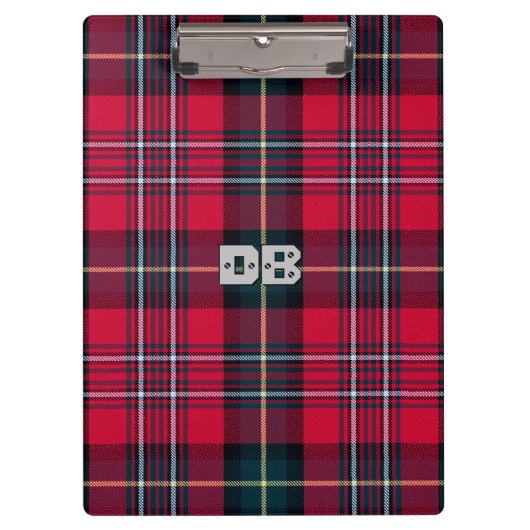 Porte-bloc Tartan rouge avec vos initiales (Devant)