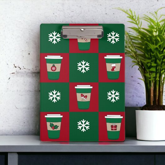 Porte-bloc Tasses de café de Noël et flocons de neige pour le