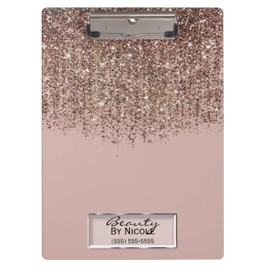 Porte-bloc Taupe Blush Rose Rose Or Parties scintillant en br (Devant)