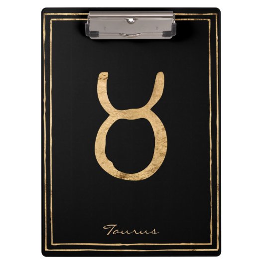 Porte-bloc Taurus martelé or stylisé symbole astrologie (Devant)
