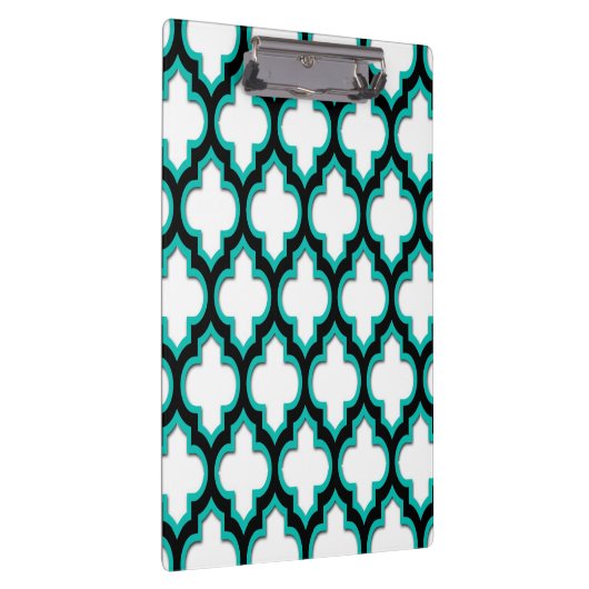 Porte-bloc Teal Black White Moroccan Quatrefoil Pattern #4DS (Swatch)