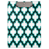 Porte-bloc Teal Black White Moroccan Quatrefoil Pattern #4DS (Devant)