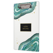 Porte-bloc Teal et or Geode de Faux (Gauche)