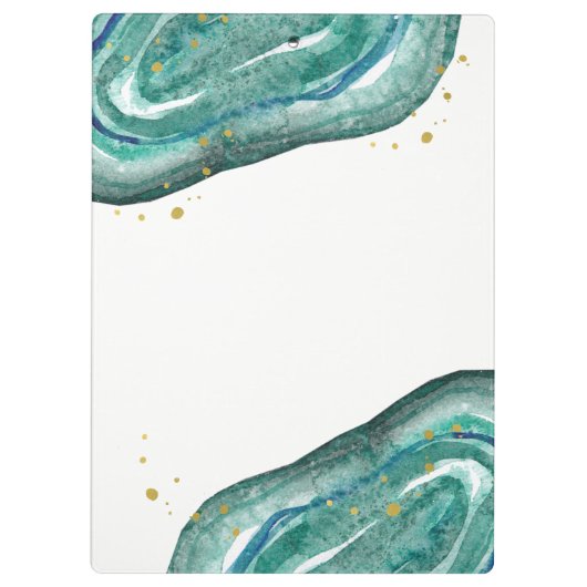 Porte-bloc Teal et or Geode de Faux (Dos)