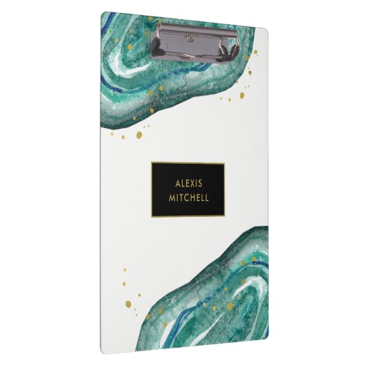 Porte-bloc Teal et or Geode de Faux (Swatch)