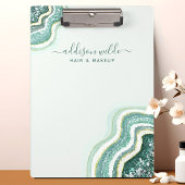 Porte-bloc Teal Luxe Pailleté Agate Géode Chic