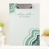 Porte-bloc Teal Luxe Pailleté Agate Géode Chic