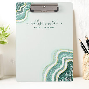 Porte-bloc Teal Luxe Pailleté Agate Géode Chic