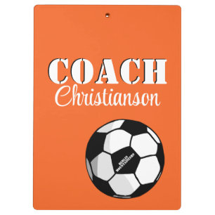 Porte-bloc Team Coach Orange White Soccer Field Personnalisé