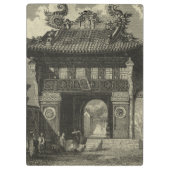 Porte-bloc Temple impérial asiatique dans noir et le blanc (Dos)