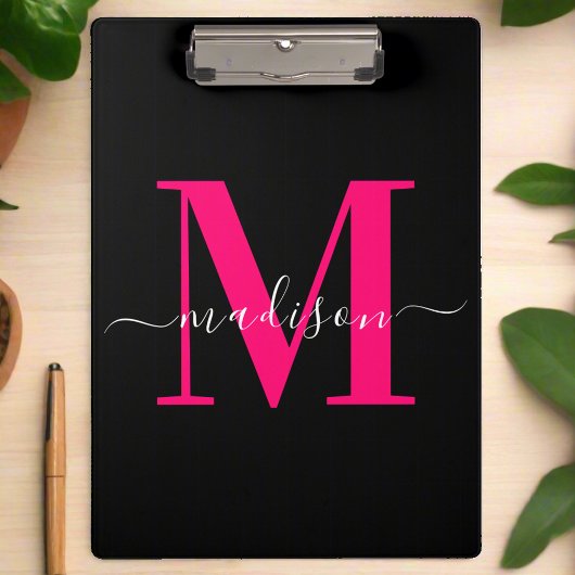 Porte-bloc Tendance Bold Rose Chaud et Noir Monogramme Fémini