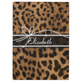 Porte-bloc Tendance chic ciré faux brun noir léopard (Dos)