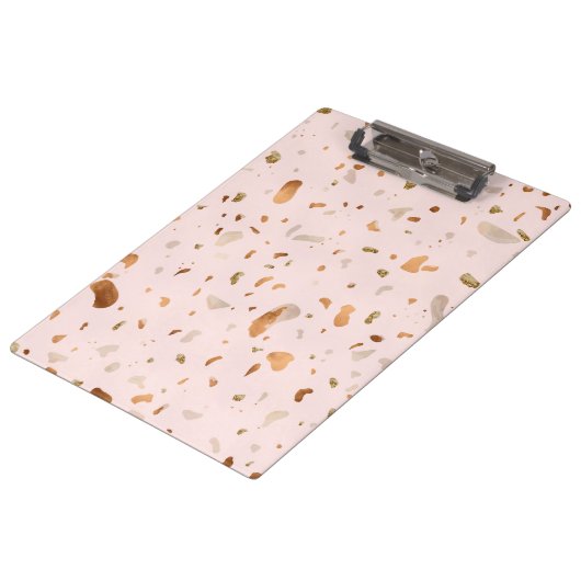 Porte-bloc Terrazzo Rose Blush Avec Spots De Cuivre Or (Incliné)