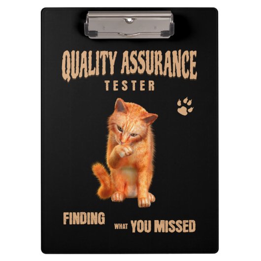 Porte-bloc Testeur QA Humour de chat (Devant)