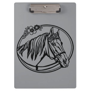 Porte-bloc Tête de cheval avec des fleurs 