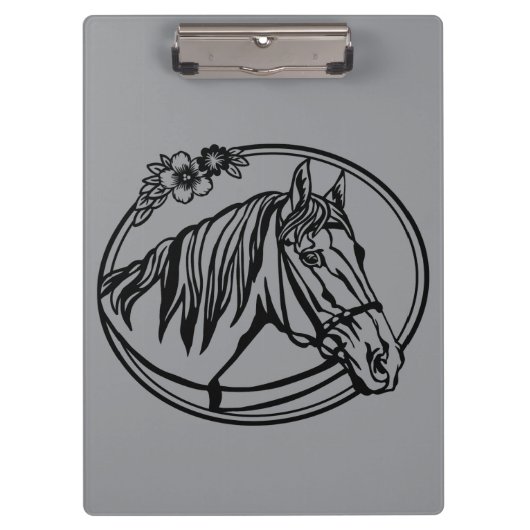 Porte-bloc Tête de cheval avec des fleurs (Devant)