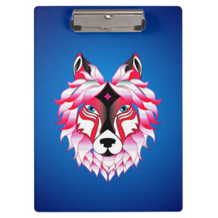 Porte-bloc Tête de loup rose-24531