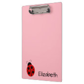 Porte-bloc Texte de nom rose et noir mignon avec Ladybug (Gauche)