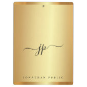 Porte-bloc Texte de script personnalisé Monogramme Luxe Or Gl (Dos)