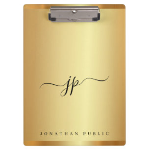 Porte-bloc Texte de script personnalisé Monogramme Luxe Or Gl