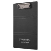 Porte-bloc Texte gris en cuir noir (Gauche)