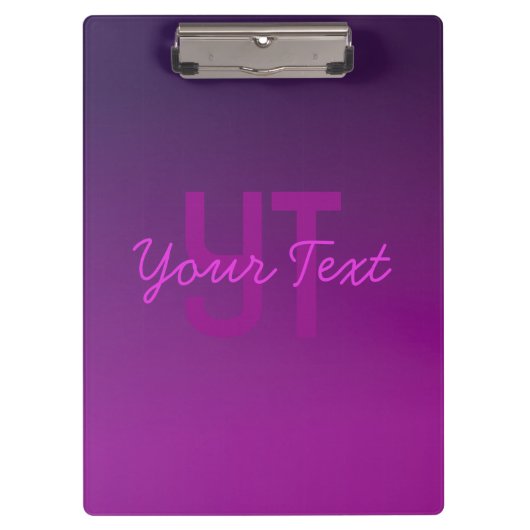 Porte-bloc Texte Monogrammé Moderne Éditable & Ombre Violet (Devant)