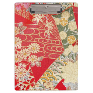 Porte-bloc Textile japonais de KIMONO, motif de fleuron