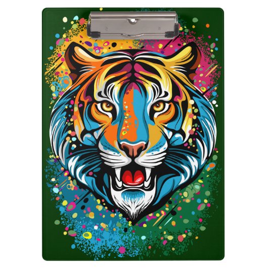 Porte-bloc Tiger Head Rainbow colors paint stains (Devant)