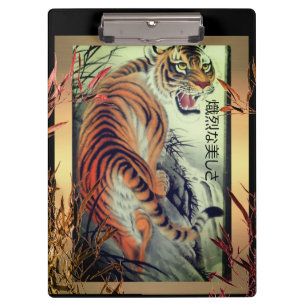 Porte-bloc Tigre oriental élégant bambou noir or orange
