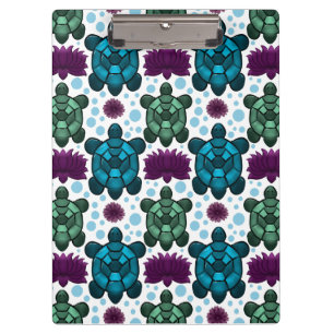 Porte-bloc Tortues marines sarcelle et verte motif lotus