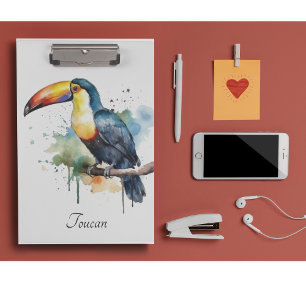Porte-bloc toucan coloré assis sur une branche