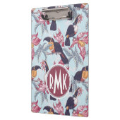 Porte-bloc Toucans avec le monogramme exotique des fleurs | (Gauche)