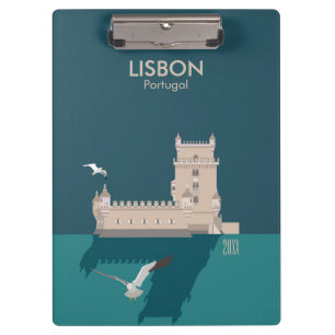 Porte-bloc Tour de Belem de Lisbonne dans le style poster vin