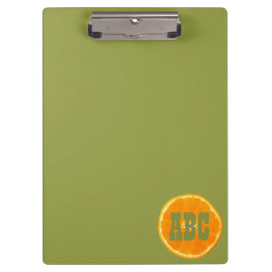 Porte-bloc Tranche orange monogramme sur Arrière - plan vert