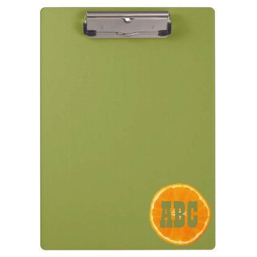 Porte-bloc Tranche orange monogramme sur Arrière - plan vert (Devant)