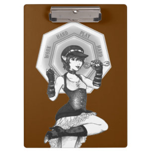 Porte-bloc Travaillez Fort - Jouez Fort Steampunk Presse-papi