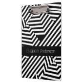 Porte-bloc Trendy Black and White Geometry Stripes avec nom (Gauche)