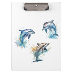 Porte-bloc Trio de dauphins à l'aquarelle