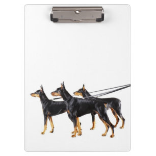 Porte-bloc Trois dobermann sur la laisse