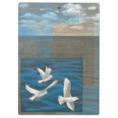 Porte-bloc Trois mouettes blanches volant au-dessus de l'eau (Dos)