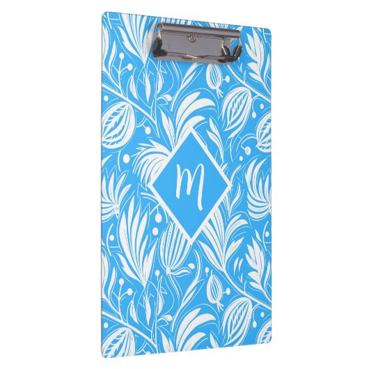 Porte-bloc Tropical Blue Floral Pattern Diamond Monogramme (Swatch)