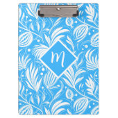Porte-bloc Tropical Blue Floral Pattern Diamond Monogramme (Devant)