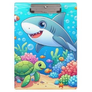 Porte-bloc Tropical/Hawaii requin et tortue sous l'eau coloré