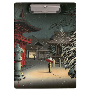 Porte-bloc Tsuchiya Koitsu - Neige au temple de Nezu