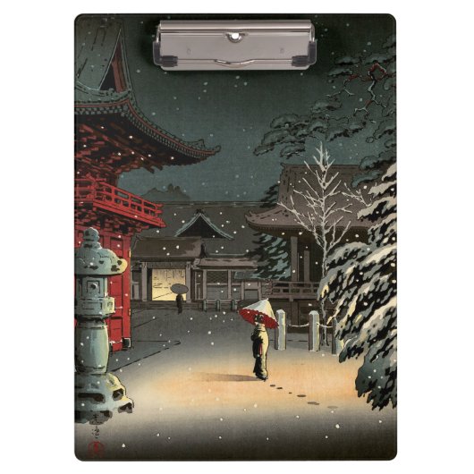 Porte-bloc Tsuchiya Koitsu - Neige au temple de Nezu (Devant)