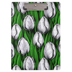 Porte-bloc Tulières blanches avec feuilles verts