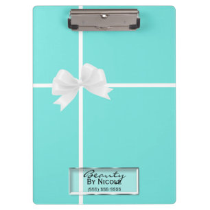 Porte-bloc Turquoise Blanc Nœud Classe Élégant Glamour